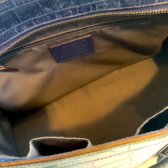 Coach Legacy Haley Satchel Exotic Croc-Embossed Leather 25324 Bag Navy/Sliver - Picture 9 of 12